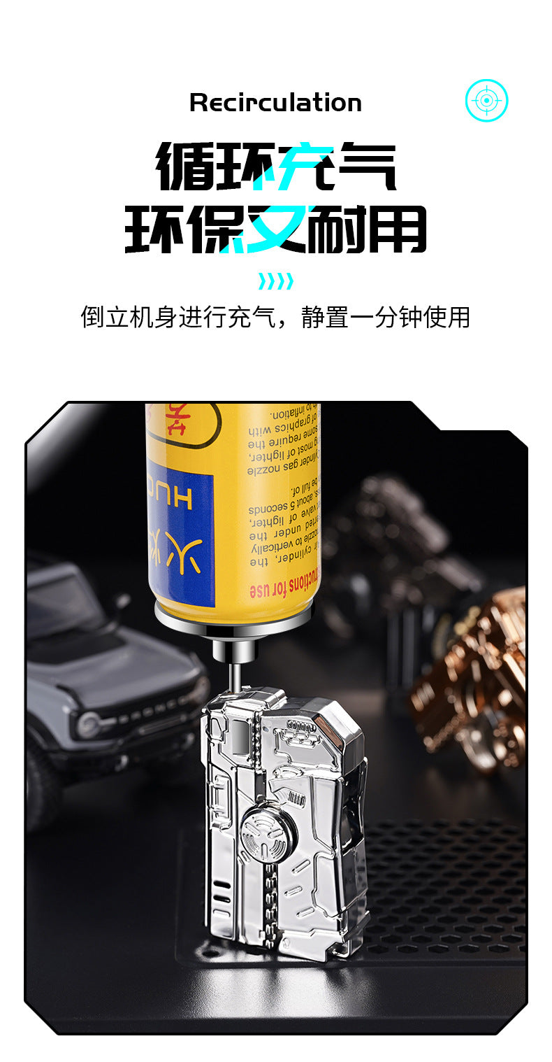 Transformable Folding Pressure-Release Lighter Windproof Red Flame Cool LED Lights Pistol-Style Windproof Lighter Wholesale