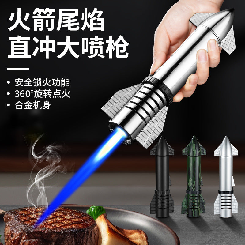 Creative Rocket Launcher Lighter Musk Starship Spray Gun Lighter Straight-Shot Welding Torch Lighter Inflatable Lighter