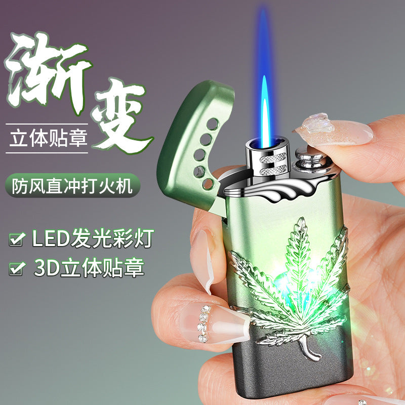 Funny Skull-Shaped Lighter with LED Light and Sound Effects Straight-Shot Windproof Metal Igniter Sound-Activated Lighter