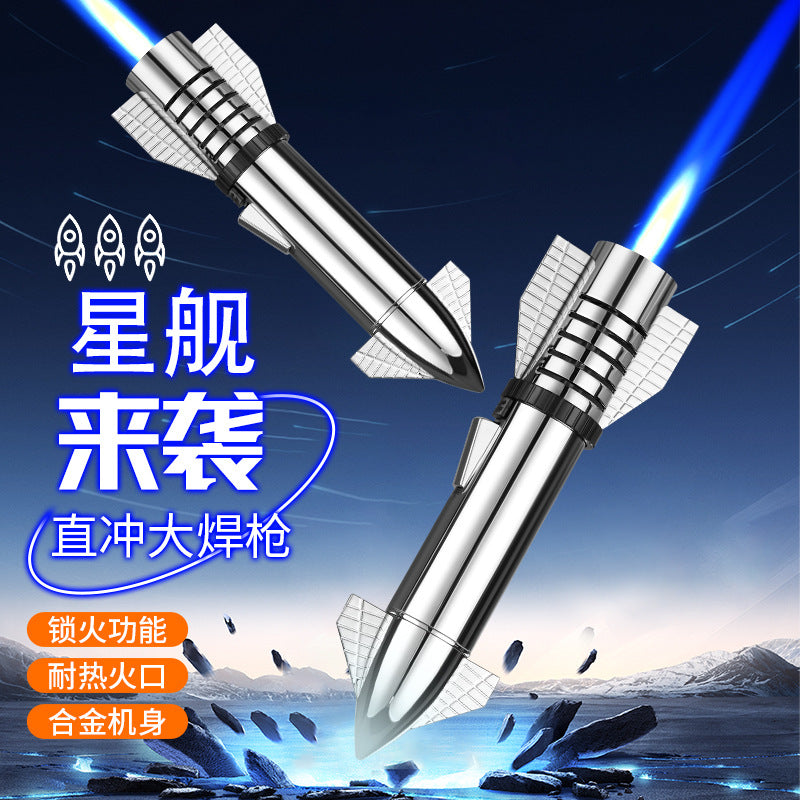 Creative Rocket Launcher Lighter Musk Starship Spray Gun Lighter Straight-Shot Welding Torch Lighter Inflatable Lighter