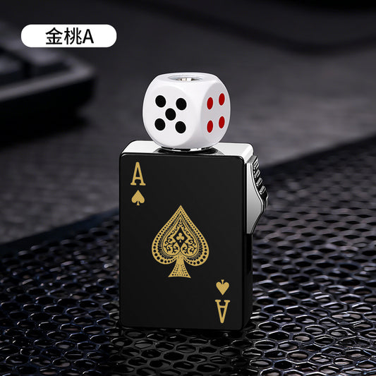 New Rotating Fun Dice Windproof Lighter Cool Poker Card Lighter