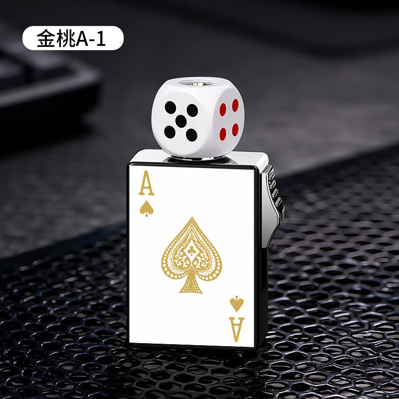 New Rotating Fun Dice Windproof Lighter Cool Poker Card Lighter