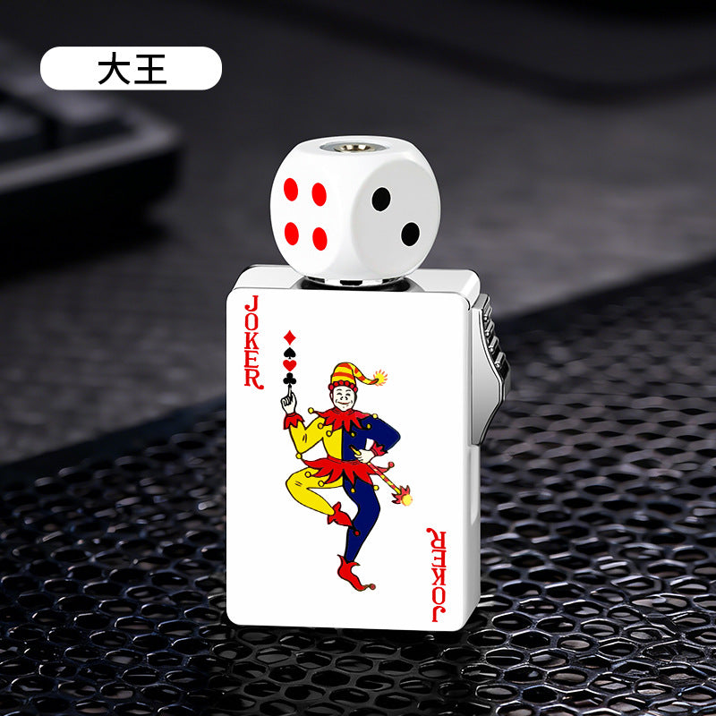 New Rotating Fun Dice Windproof Lighter Cool Poker Card Lighter