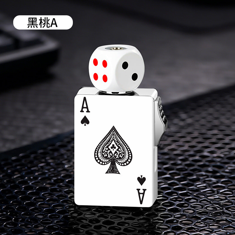 New Rotating Fun Dice Windproof Lighter Cool Poker Card Lighter