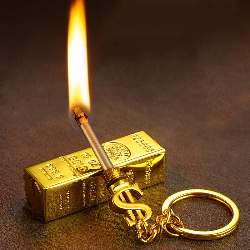 Creative Match Lighter Gold Bar Igniter Windproof Waterproof Metal Lighter Portable Keychain