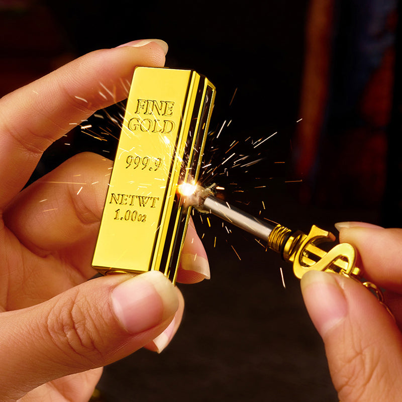Creative Match Lighter Gold Bar Igniter Windproof Waterproof Metal Lighter Portable Keychain