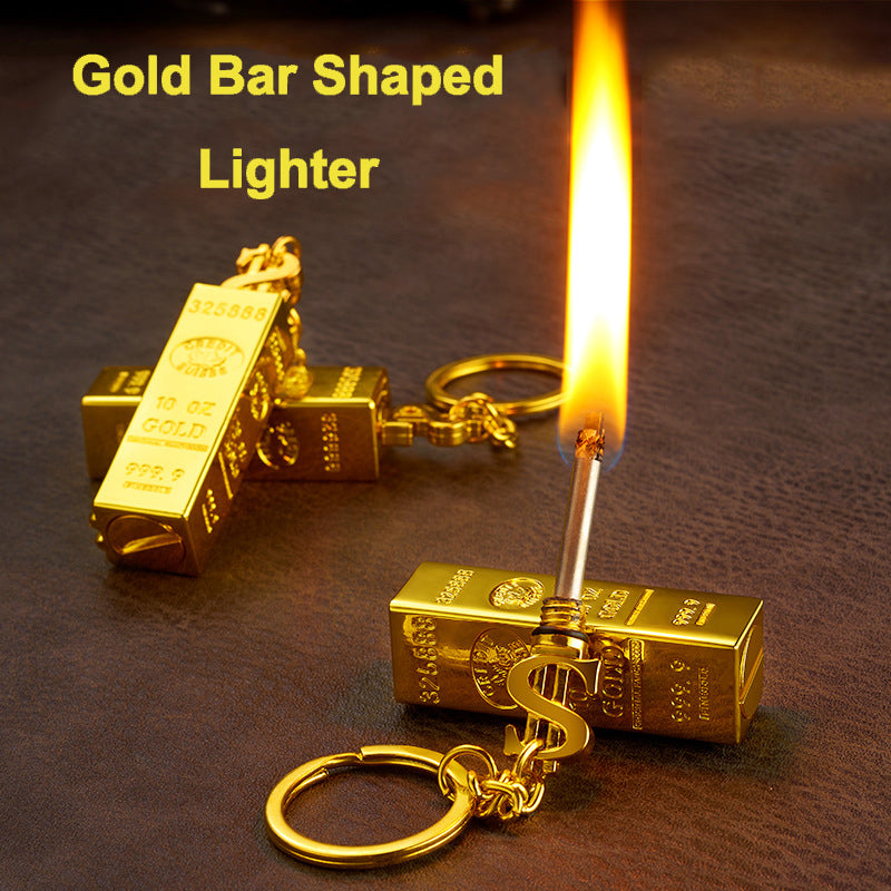 Creative Match Lighter Gold Bar Igniter Windproof Waterproof Metal Lighter Portable Keychain